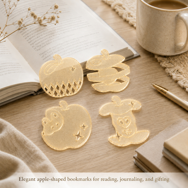 3D Printing Journal - 4 stks/set schattige Apple-bladwijzers holle 3D-geprinte