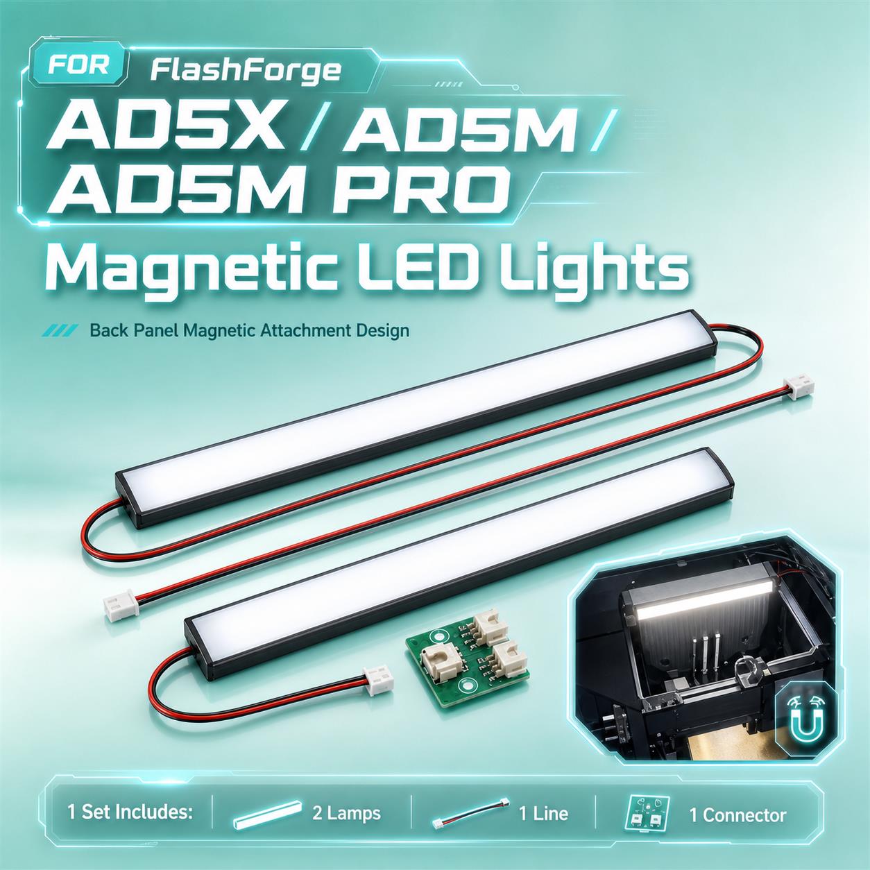 3D Printer Cable Chain - Voor FLASHFORGE Adventurer 5M AD5M Lichtstrip